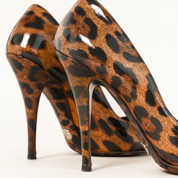 Dolce & Gabbana Brown Leopard Patent Leather Pumps - Picture 7 of 9